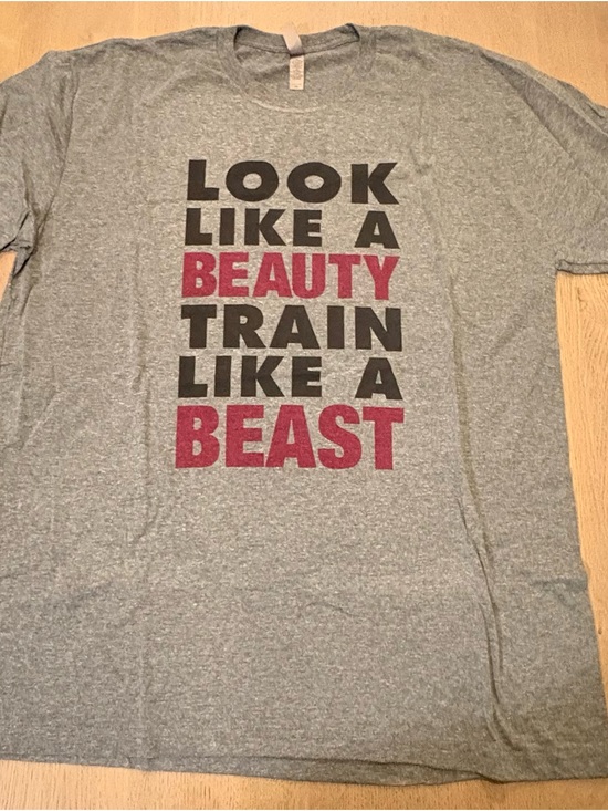 Next Level Apparel Tops - Next Level Apparel Gray Short Sleeve Tee with Black and Red Motivational Print